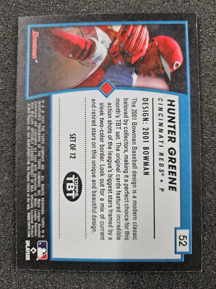🌟 2022 Topps Throwback Thursday Gold #52 Hunter Greene RC 2001 Bowman # 1/1 - Image 2 of 2