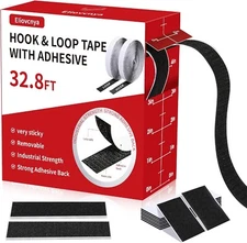 32.8ft x 1in Hook and Loop Tape with Adhesive, Double Rolls of Heavy Duty