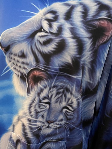 Sudadera con Capucha Mujer con Bolsillos Blanco Estampado Tigre Doble Cara Azul Talla L - Imagen 2 de 9