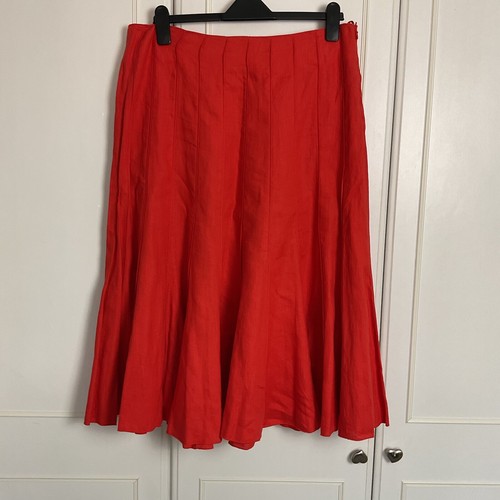 Per Una Womens Linen Midi Skirt Size UK 16 Orange W36" L31" Summer Lightweight - Picture 11 of 12