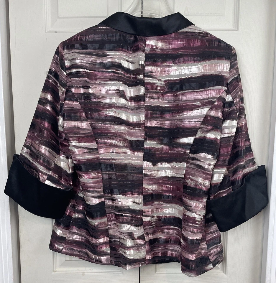 JS Collections Woman Blouse Size 16 W Multicolor 3/4 Sleeve Button Down - Image 3 of 4