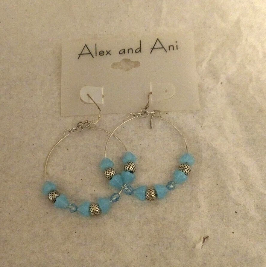 ALEX & ANI teal blue earrings nwt