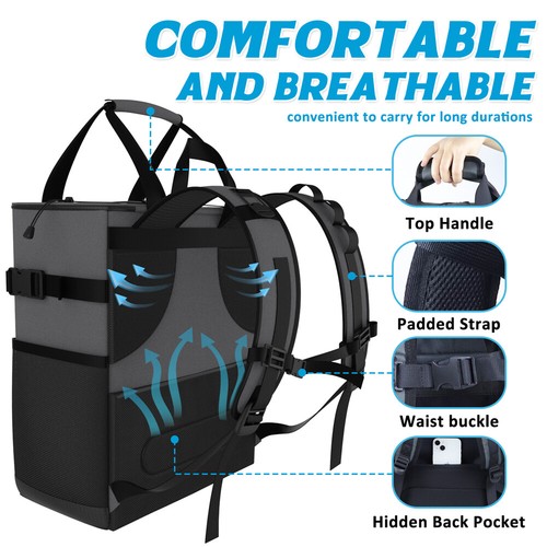 24Cans Cooler Backpack Soft Insulated Bag Leakproof Lunch Box With Handle Big - Picture 5 of 11