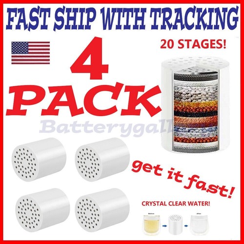 4 Pack 20 Stage  Also Fit 15, 25,30Stage  Shower Filter Replacement Cartridge Shower Head Filter Refill Hard Water Chlorine Heavy Metal Skin Hair Fit Si