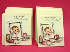 24 BIRTH ANNOUNCEMENTS OUR BABY HAS ARRIVED 3 X 3 1/12 RARE VINTAGE DIAMOND LINE