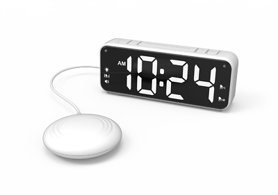 PROFI weiß VIBRATION Uhr Tischuhr XXL Display Senioren vibrierender Wecker  Vibra