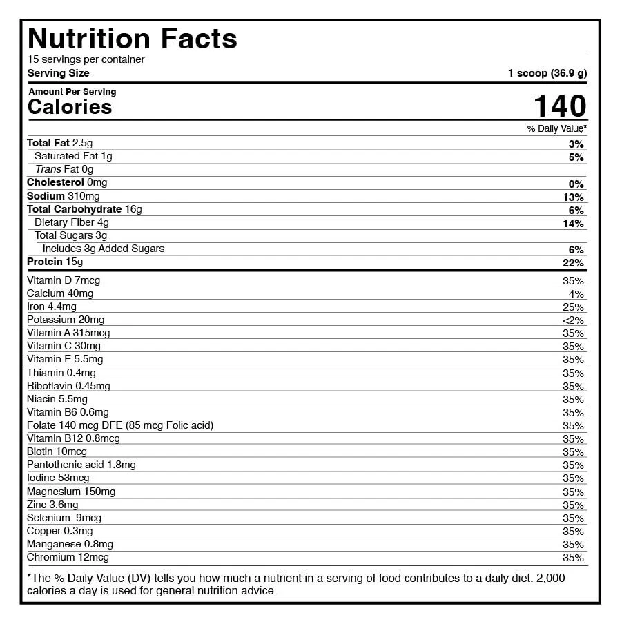 ¡BASADO EN PLANTAS! 15g PROTEÍNA VEGETAL! SUPERALIMENTO BATIDO Fibra ~ 22 Vita y Minerales. Foto 3 de 4