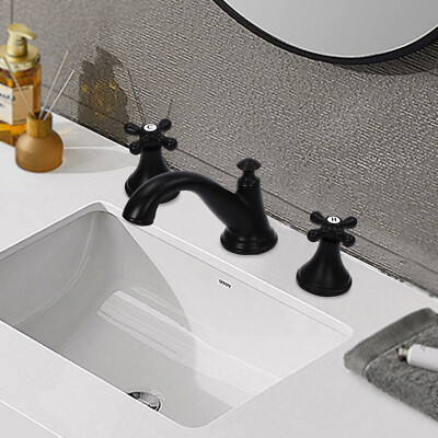 Badewannenarmatur 3 Loch Schwarz Wasserhahn Mischbatterie Badezimmer Armatur NEU
