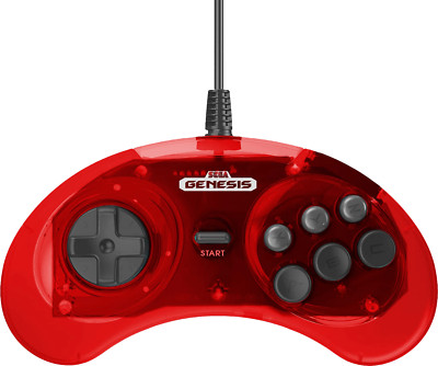 Retro-Bit Official Sega Genesis 6-Button Arcade Pad Crimson Red