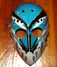 Vintage 1970's Fiberglass Painted Goalie Mask Jacques Plante Fibrosport 