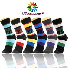 6 Pairs Ydst3 New Cotton Men Striped Style Dress Socks Size 10-13 Multi Color