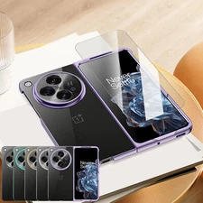 For OnePlus Open Shockproof Luxury Plating Slim Clear Case with Screen Protector