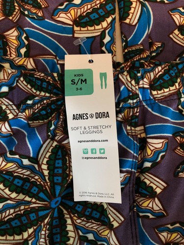 Agnes and Dora Kids Geometric Leggings Purple Blue Green Cream Tan S/M 3-6 NWT! - Picture 2 of 2