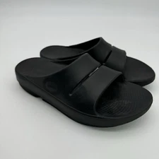 OOFOS LUXE SLIDE OOFOAM UNISEX RECOVERY ARCH SUPPORT SANDALS M8 W10 BLACK EUC