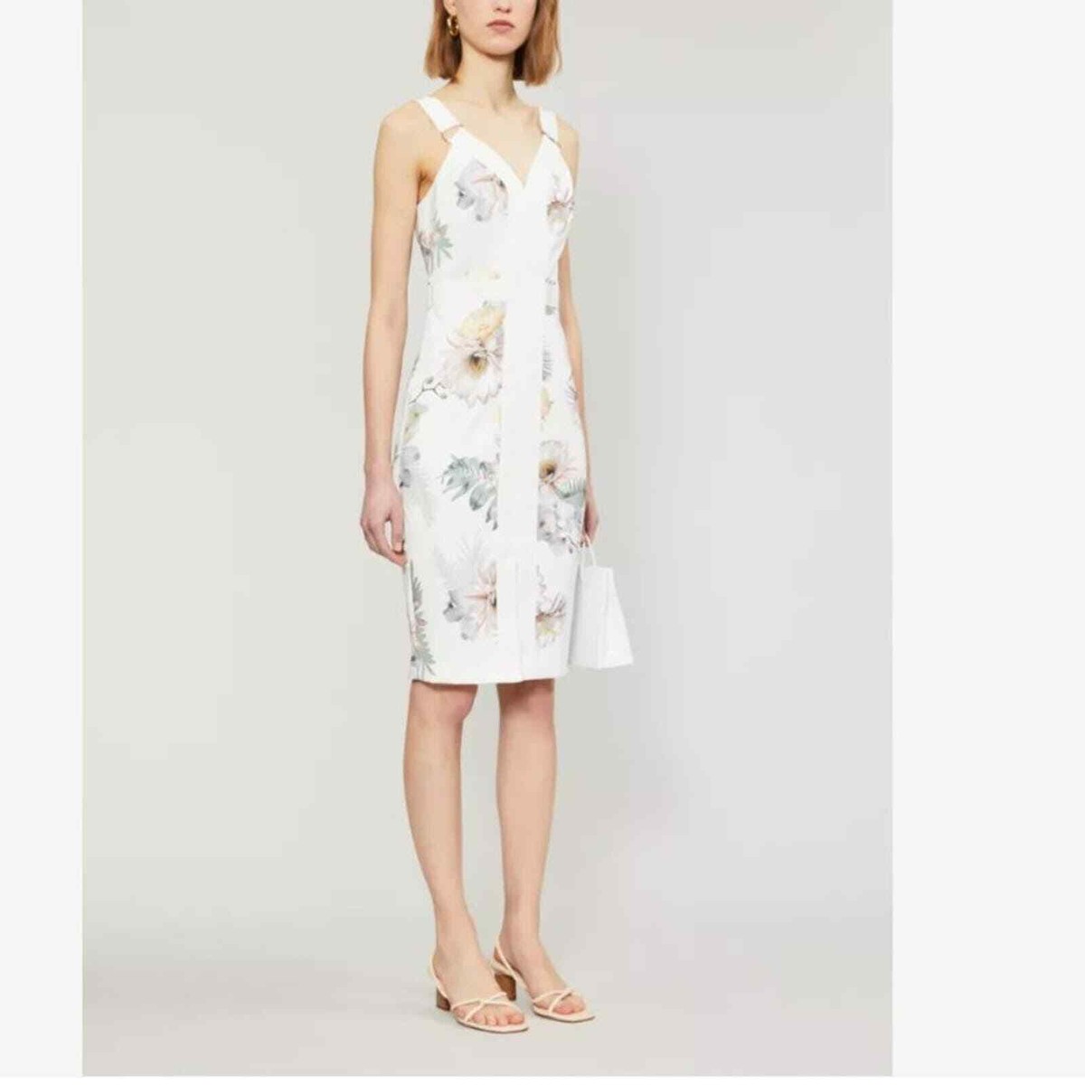 ted baker dress bodycon Woodland in Ivory size 2 (Medium) womens featuring a flattering crew Mothers day BLACKPINK's Jennie dons striking Size:9.5 US