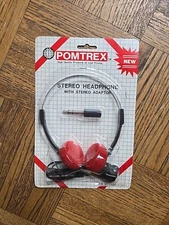 Vintage Pomtrex Stereo Headphones Item No 100-01601, Headband Style New Retro 