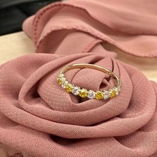 Round Cut Simulated Yellow Citrine Pretty Wedding Ring In 14k Yellow Gold Plated