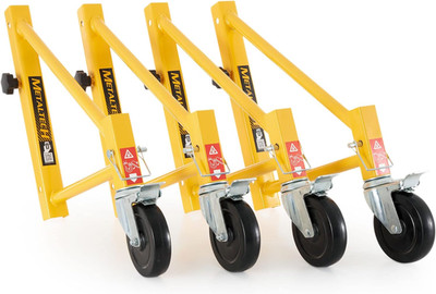 Metaltech 4 Pack Scaffold Outriggers, Baker Style Scaffolding Accessory Wheels, 