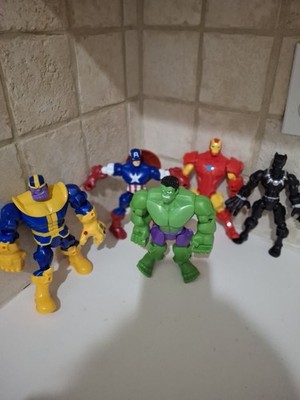 Super Hero Mashers Hulk Iron Man Captain America Black Panther Thanos Figures