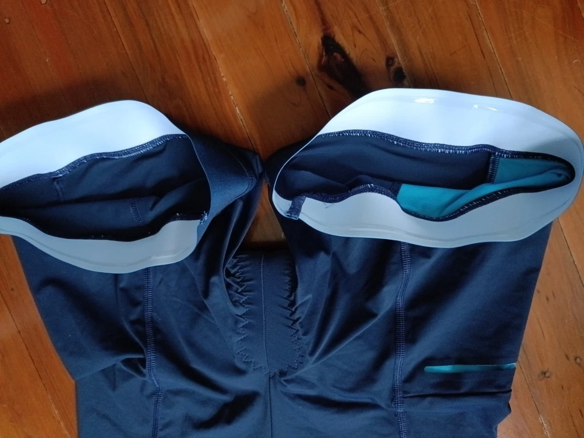 VAN RYSEL Decathlon Womens Bib Shorts Size Medium Cycling Padded Blue Quick Zip