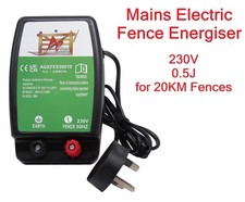 Mains Electric Fence Energiser Charger 230V 20KM 1J (Horse Fencing Farm)