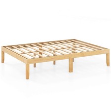 Full Size Wooden Platform Bed Frame 14" with Rubber Wood Legs Under-bed Storage