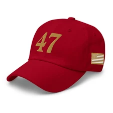 47 Hat Charlie Kirk Trump Gold Embroidered Low Profile Adjustable Hat Republican