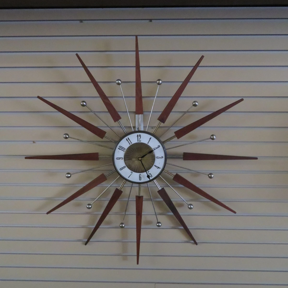 Mid Century Modern Sunburst Clock Indiana Collectible Wall Clocks