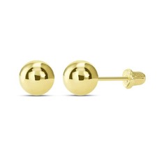 14k Yellow Gold Round Ball Stud Earrings with Screw Back 4mm
