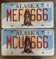 2 - 2021 Alaska Standing Bear License Plates 666, devil, Mark of the Beast