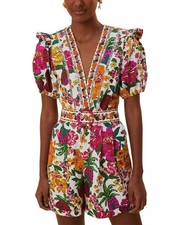 Farm Rio Flowerful Sketch Off-White Romper Women's