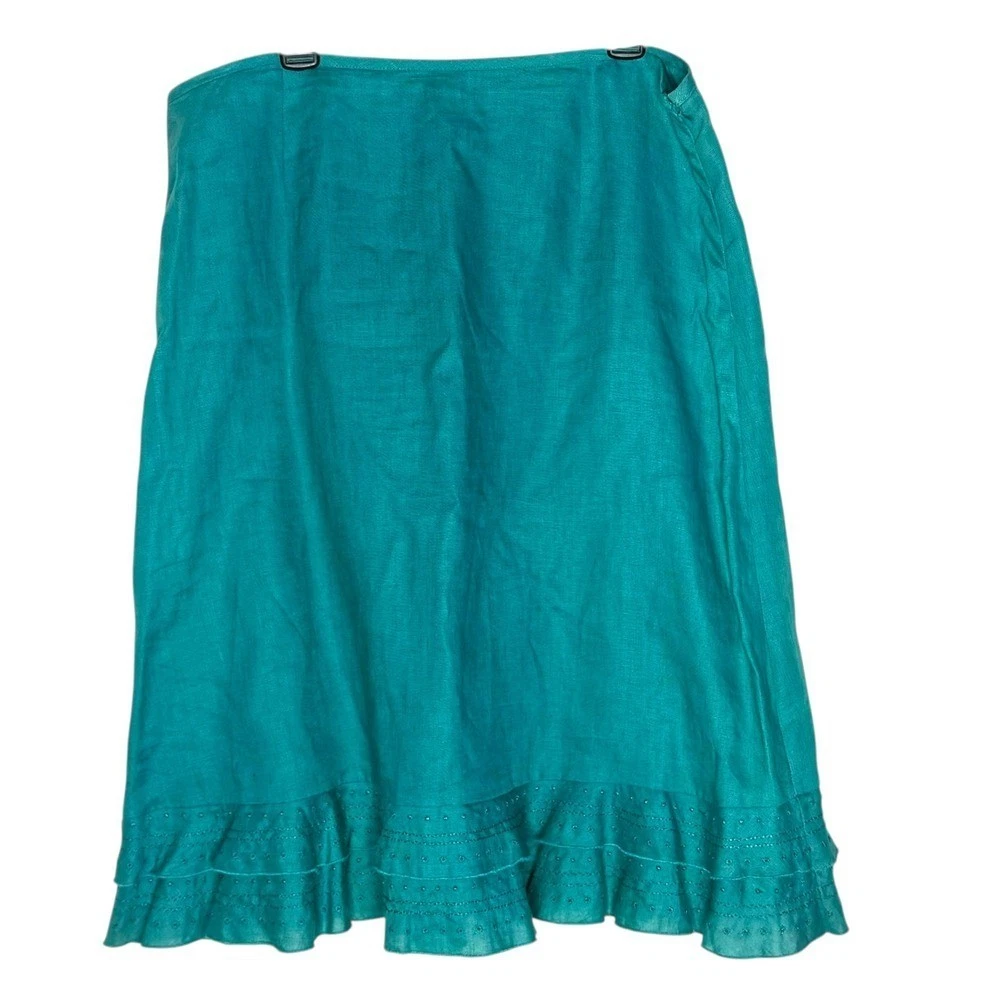 Womens Irish Linen BOHO Layered Ruffle Hem Eyelet Trim Skirt Cottagecore Size 8
Opens in a new windo