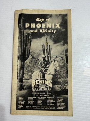 Map of Phoenix Bekins Van and Storage 1950s Glendale , Tempe , Sunnyslope