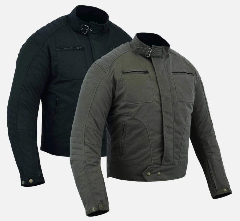 Warrior NEW Classic Motorcycle Waxed Cotton CE Armour WP Breathable Biker Jacket - Imagen 4 de 4