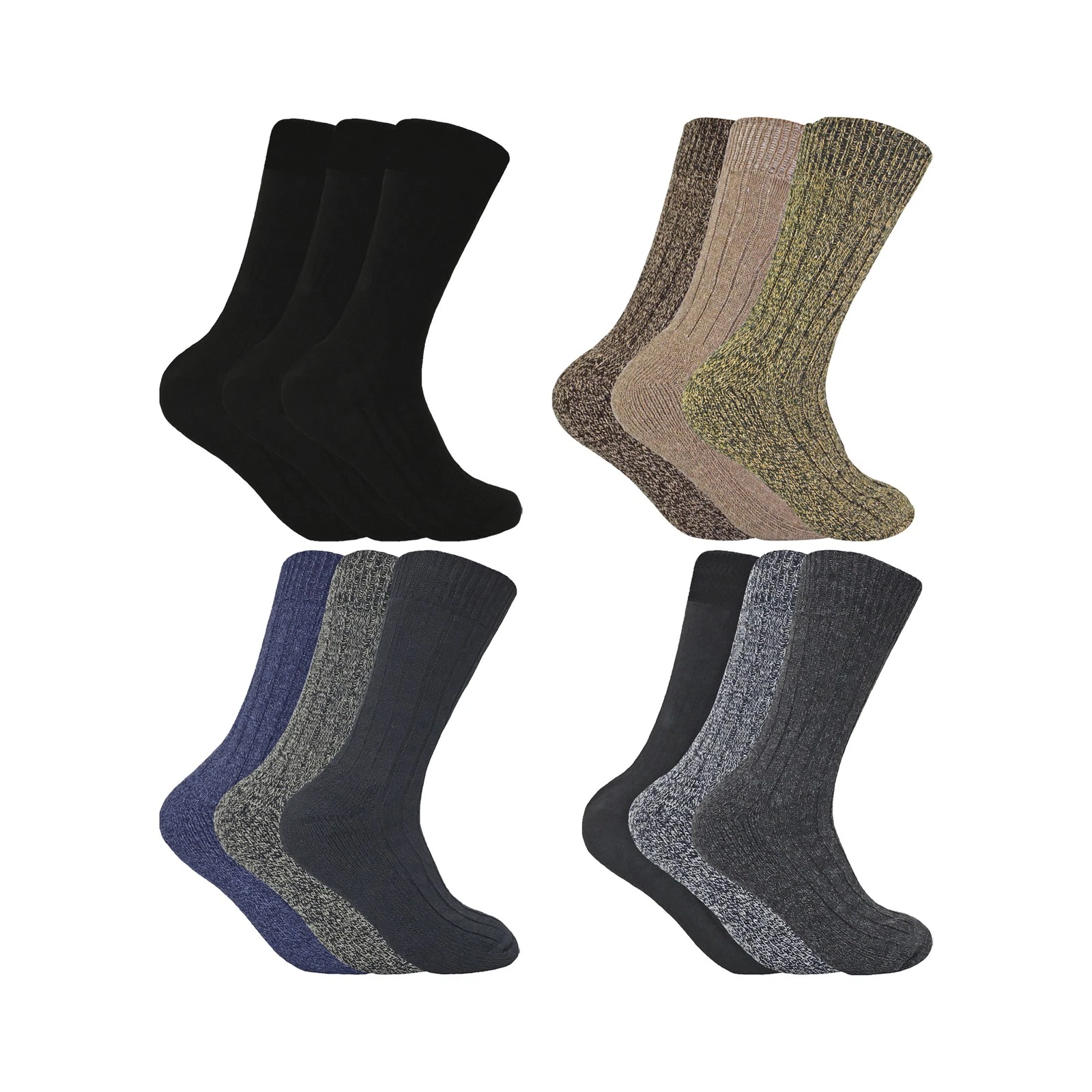Sock Snob - 6 Pack Mens Thick Warm Wool Blend Hiking Socks
