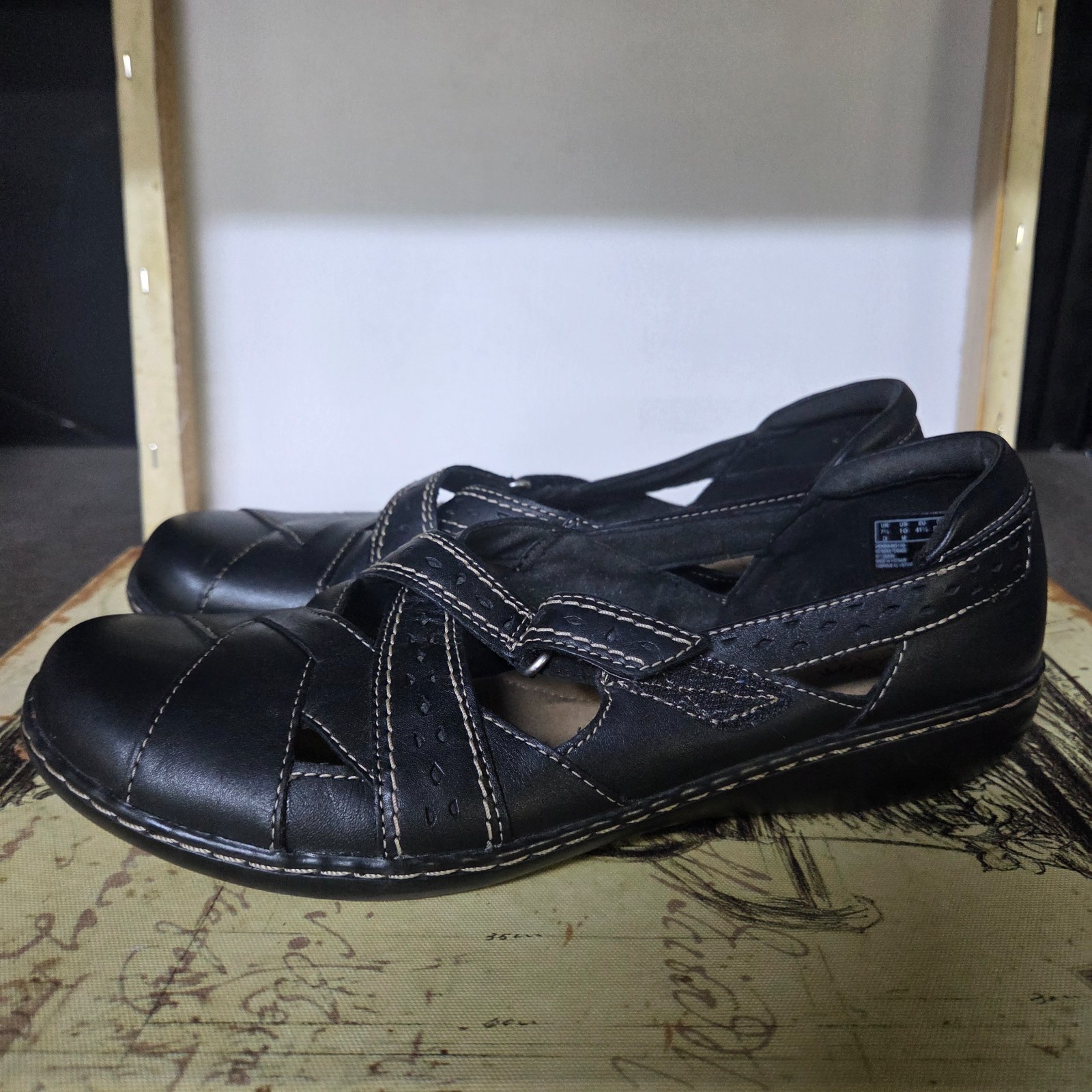 Size 10 Clarks Ashland Spin Q Women's Black Slip-on Loafers Comfort Shoes