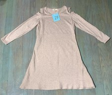 Style & Co. Women's Cold-shoulder A-line Sweater Dress Beige Nude PS Small