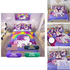 Erosebridal Unicorn Queen Bedding Sets Girls Kids7 Piece Bed In Bagcute Purple
