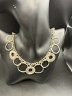 Vintage 2007 SILPADA Sterling Silver Hammered Discs & Rings Link Necklace J6