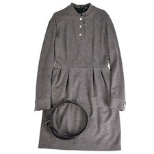 Gucci One Piece Leather Belt Wool Top Women M Gray Used MOLO-0