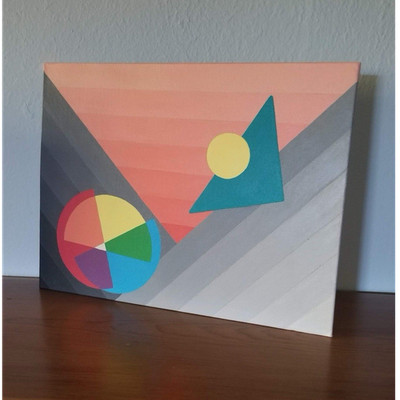 Small Abstract Geometric Shapes Painting, Geometric Abstraction, Unframed