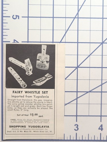 Fairy Whistle Set Yugoslavia Gaily Painted Wood Flutes Vintage Print Ad 1962 - Picture 2 of 4