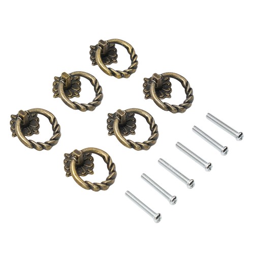 6 X Vintage Kitchen Cupboard Dresser Door Drawer Ring Pull