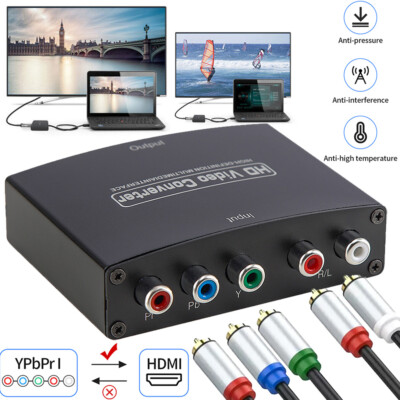 YPbPr Component to HDMI Converter Stereo Audio Video L/R 5RCA RGB Adapter 1080P