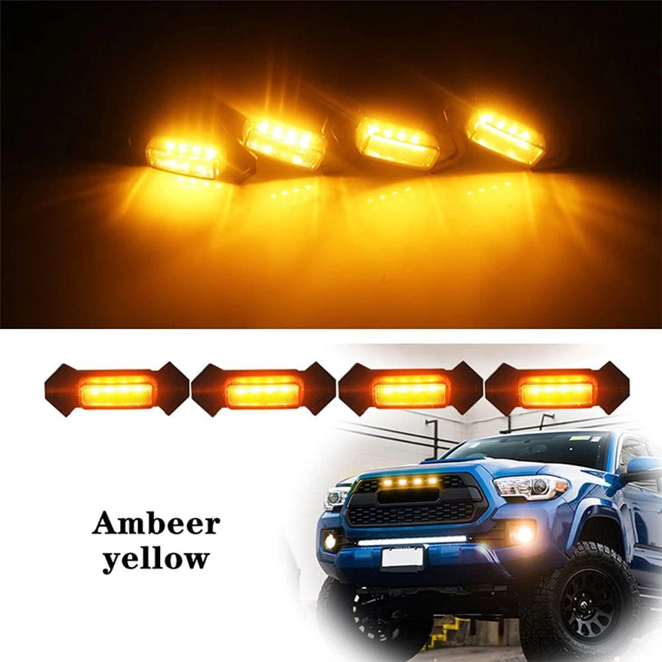 Kit de luz marcador de grade estilo Raptor âmbar LED 4 PEÇAS para Toyota RAV4 XLE 2019-2025 - Imagem 4 de 4