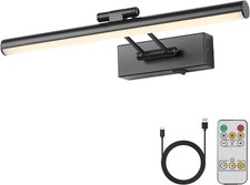 JUSHENG Dimmable Black Picture Light Battery Operated/Rechargebale 16'' Inch