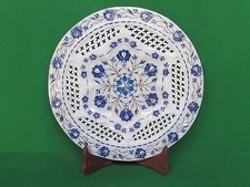 12 " Marmo Piastra Inserto Pietra Dura Bianco Griglia Handmade Arredo Casa