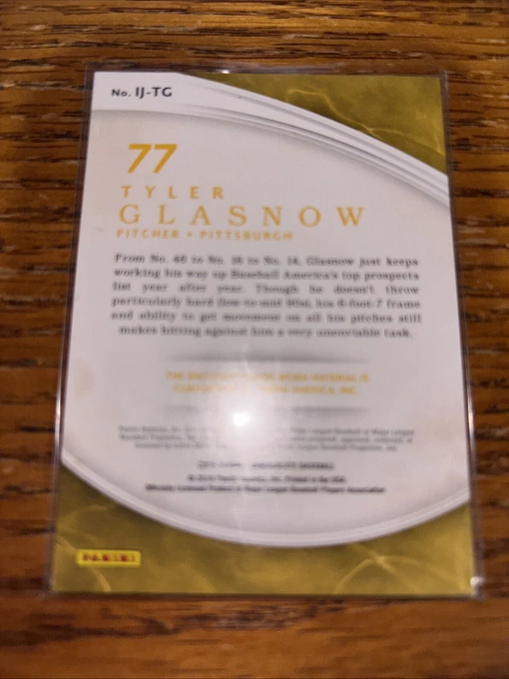 2016 Panini Immaculate Jumbo Relic Tyler Glasnow 14/99 Pittsburgh Pirates - Image 2 of 2