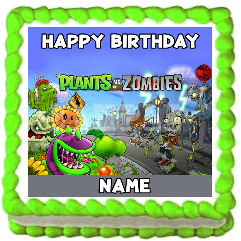 PLANTS VS ZOMBIES Party Edible Cake topper image | eBay