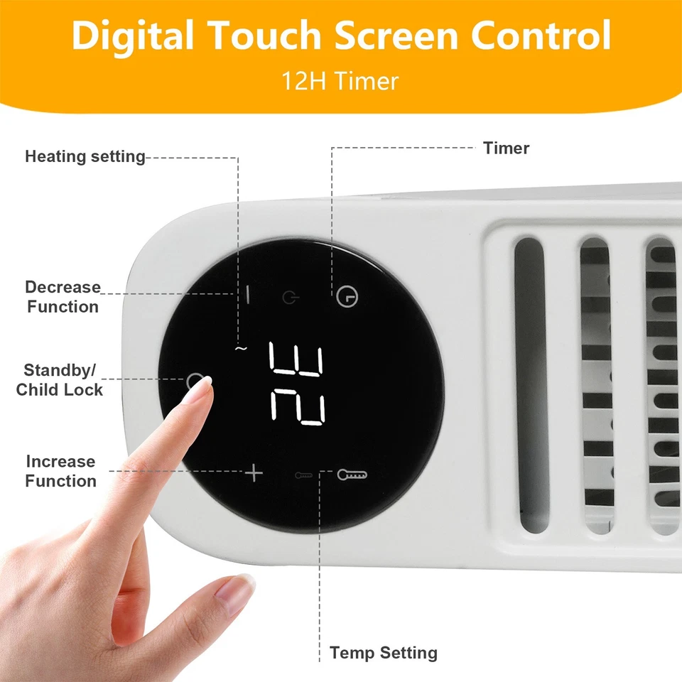 VILOBOS 1500W Portable Electric Space Heater Adjustable Thermostat Timer Remote - Image 3 of 4